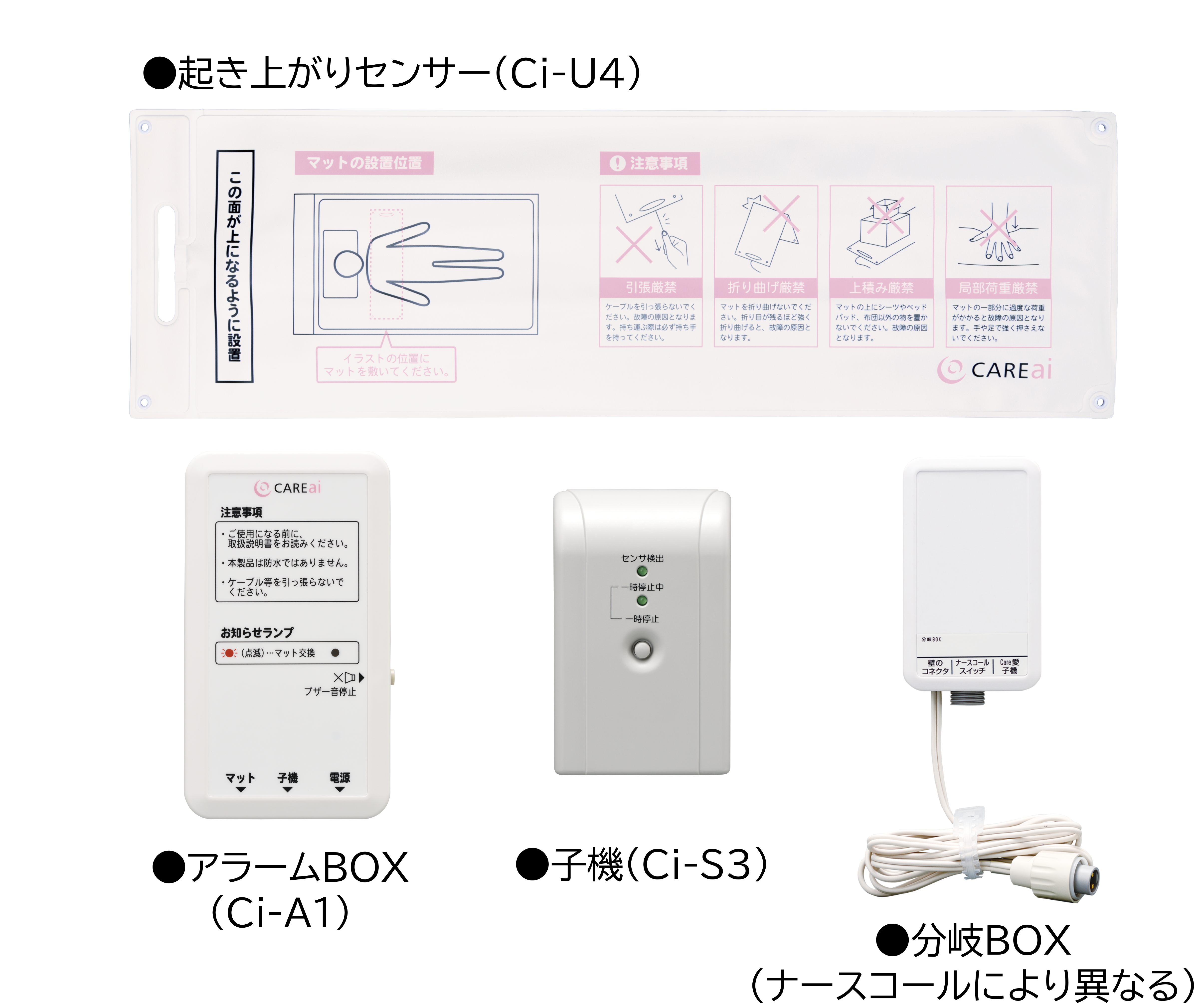 CAREaiナースコール連動　起き上がりセンサーS / 有線タイプ　アイホン標準2P ハカル　プラス 取寄品 JAN 　介護福祉用具